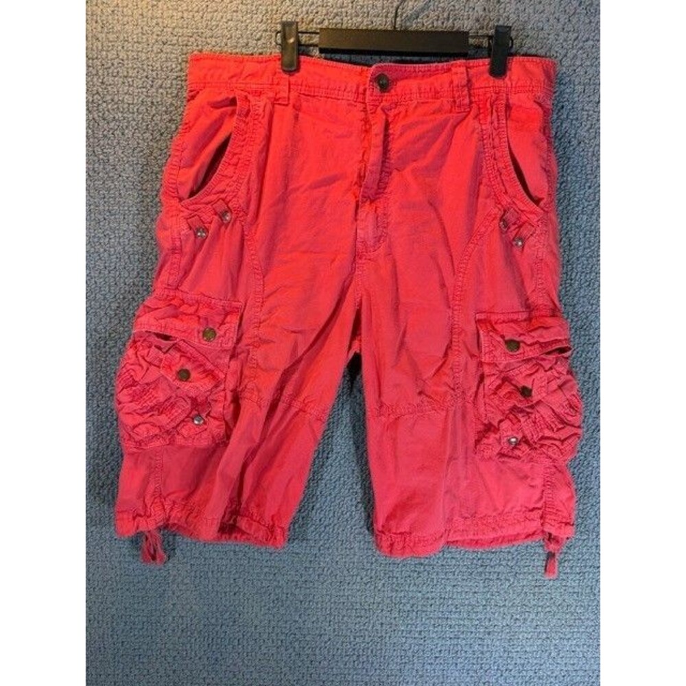 North is Black Label Mens Red Cargo Shorts 34/36 Baggy Cotton 90s Y2K Hip Hop